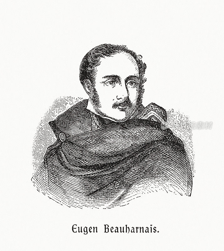 Eugène de beauharais(1781-1824)，法国贵族，木版画，1890年出版